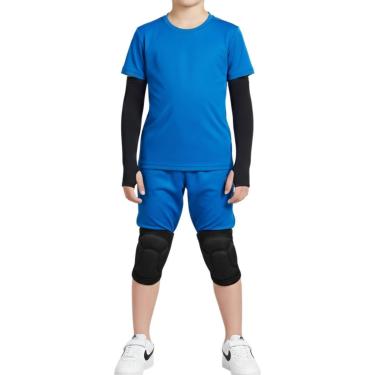 Imagem de Kit Manguito Proteção UV50+ Manga Longa + Joelheira Juvenil Infantil Vôlei Futsal Handb...
