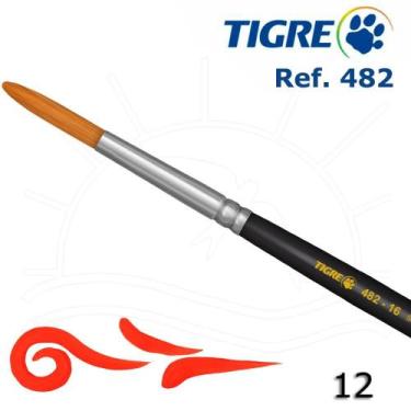 Imagem de Pincel Tigre 482 - Redondo Sintético Dourado Acetinado, 12