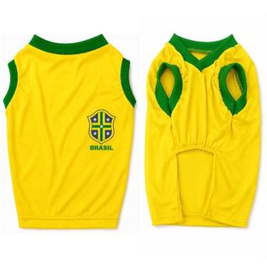 Imagem de Camiseta Pet Brasil Amarela Dog Care Roupinha Cães Gatos Tamanho:5XLCo