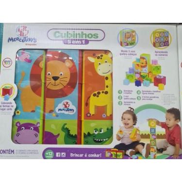 Imagem de Brinquedo educativo, cubinhos, 5 em 1, colorido, bichinhos. - Mercotoy