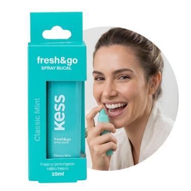 Imagem de Spray Bucal Aromatizante para Mau Hálito Kess Fresh & Go Classic Mint Menta Clássica sem Álcool 10ML