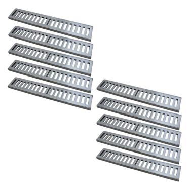 Imagem de Kit 10 Ralo Grelha Linear 7134X10GDA Drenagem de Aguas Pluviais com Caixilho Prata GDA Industria e Distribuidora