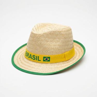 Imagem de 12UN Chapéu Malandrinho Palha Brasil Bege Festa Junina