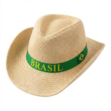 Imagem de 6UN Chapéu Panamá Brasil Bege Palha Country Aba Larga