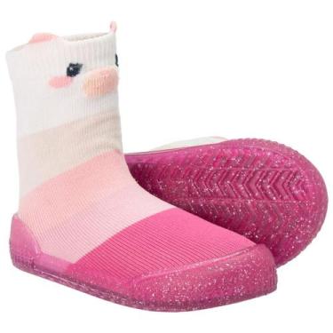 Imagem de Meia com Sola Infantil Menina Comfort Pimpolho, Rosa, 20