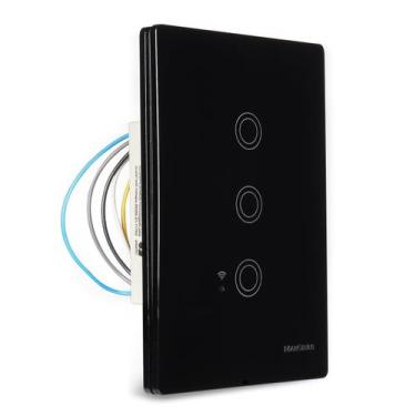 Imagem de Interruptor Inteligente Wi-Fi 3 Botões Alexa Preto Margirius, Preto
