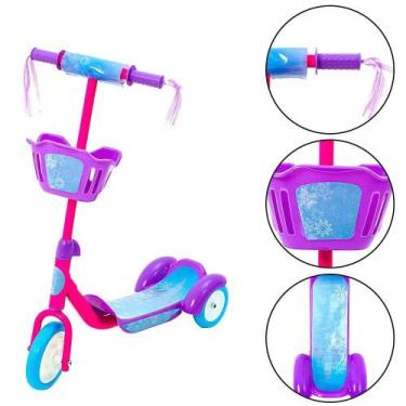 Imagem de Patinete Fem. Rosa/Roxo - 3 Rodas - c/ Cesto - BBR TOYS
