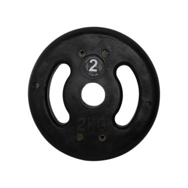 Imagem de Anilha de Ferro Fundido Injetada com Alça Lateral 2kg para Treino Funcional Preto Anilhas Fitness