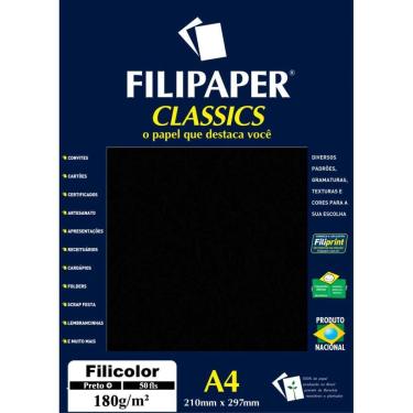 Imagem de Papel A4 Filiperson Filicolor 180G 50 Folhas Preto