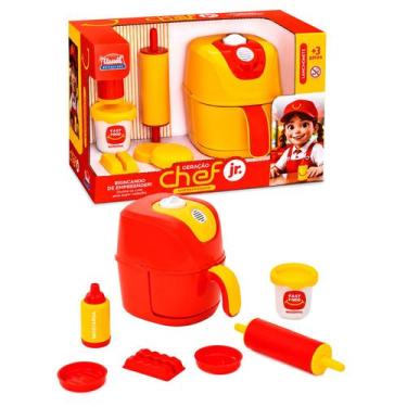 Imagem de Kit Cozinha Fast Food Infantil Com Fritadeira Massinha Rolo E Moldes S