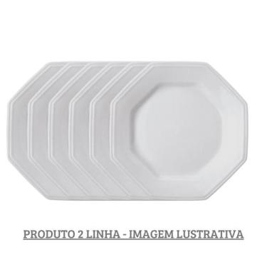 Imagem de Conjunto 6 Pratos Sobremesa 20cm Porcelana Schmidt - Mod. Prisma 2 LIN