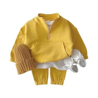 Imagem de Conjunto De 2 Peças De Moletom Com Capuz E Calça Para Bebês Meninos E 
