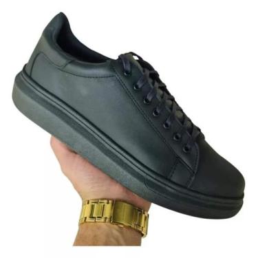 Imagem de Tenis Casual Sneaker Masculino Couro Bovino Legítimo Sola Alta Sapatên