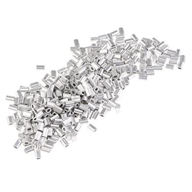 Imagem de Newmind 1000 x conector de pesca de cilindro único de alumínio para crimpagem - 0,8 mm