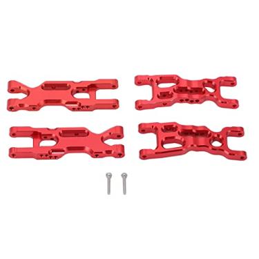 Imagem de Braços inferiores traseiros dianteiros RC, braços de suspensão inferiores RC em liga de alumínio Instalação fácil para caminhão estádio 1/18 RC para LOSI Mini-T 2.0 2WD(vermelho)