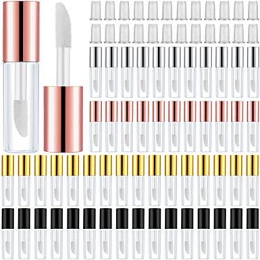 Imagem de 100 unidades de 1,2 ml de tubo transparente para brilho labial recarregável, mini recipientes transparentes para mulheres, meninas, maquiagem DIY, Ouro, ouro rosa, preto, prata