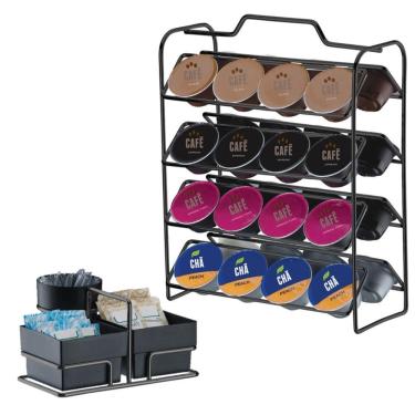 Imagem de Kit Suporte 32 Cápsulas Dolce Gusto + Porta Sachês Onix Preto - 1145OX Future