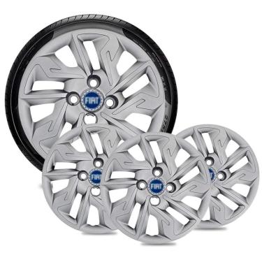 Imagem de Jogo 4 Calota Fiat Aro 14 Prata Escolha o Carro