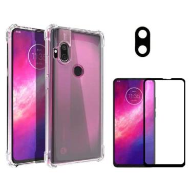 Imagem de Kit Capa Capinha, Película de Vidro Temperado 3D e Película Proteção da Lente Compatível Com Moto One Hyper - (Hard Glass Store)