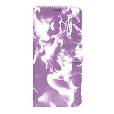 Imagem de SHOYAO Capa de telefone carteira capa fólio para Samsung Galaxy Quantum 2 A82 5G, capa fina de couro PU premium, suporte de visualização horizontal, correspondência precisa, roxo