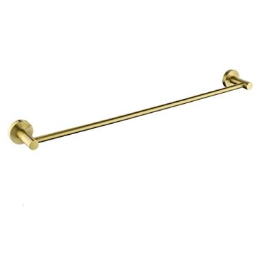 Imagem de Acessórios de banheiro de ouro escovado Suporte de escova de banheiro Suporte de papel Suporte de barra de toalha Gancho de roupão Anel de toalha de sabonete montado na parede, Barra de toalha única