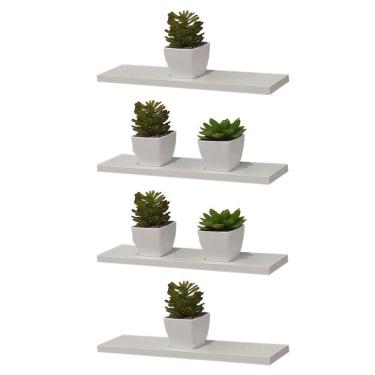 Imagem de Kit 4 Prateleira Branca MDF 40 x 15cm Suporte Invisível