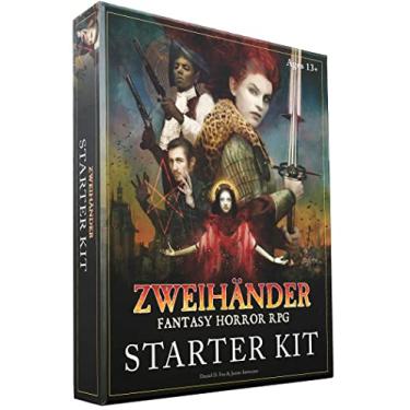 Imagem de Zweihander Fantasy Horror Rpg: Starter Kit: Starter Kit: Includes Rulebooks, Dice, Folding Gamemaster's Screen, Folding Art Poster & Village Map, 13 Folios, 9 Tokens, 18 Trackers, 72 Cards