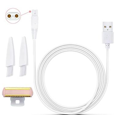 Imagem de Cabeças de reposição para barbeador Body Ladies e carregador para acabamento de toque, corpo impecável, recarregável, barbeador e aparador feminino com 2 escovas de limpeza