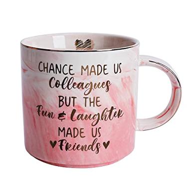 Imagem de Presentes de aniversário para colegas de trabalho - Best Going Away Coworkers BFF Gift for Women - Work Bestie Friend Leaving Going Away Farewell Gift - Chance Made Us Colleagues - Xícara de café rosa