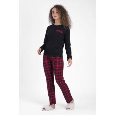 Imagem de Pijama Xadrez Vermelho Clássico Feminino - Hygge Homewear