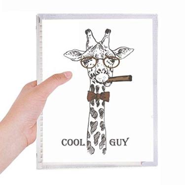 Imagem de Caderno de folhas soltas com desenho de girafa marrom e animal, recarregável, diário de papelaria