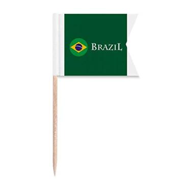 Imagem de Bandeira de Carnaval de Futebol do Brasil, Bandeiras de palito, Marcação de rotulagem para Bolo de Festa Prato de Queijo