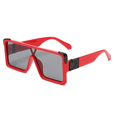 Imagem de Óculos de sol quadrados vintage de uma peça para mulheres moda rosa gradiente plano óculos de sol masculinos chique hip hop óculos grandes preto, cinza vermelho, tamanho único