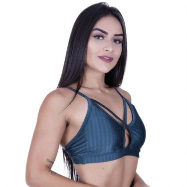 Imagem de Top Fitness Alcinhas Tiras Decote Bojo Cirrê Poliamida Feminino Orbis