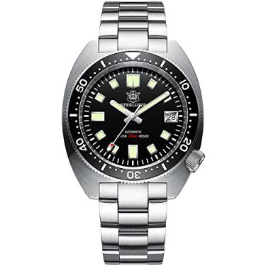 Imagem de STEELDIVE SD1977 Relógio de pulso esportivo masculino fino Abalone vidro safira NH35 mecânico 200 m impermeável relógio de mergulho, Preto