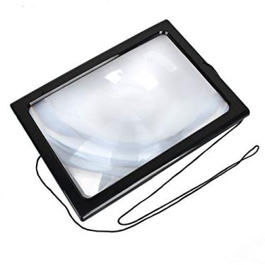 Imagem de Lupa 3X Grande Página A4 Mãos Livres Suporte Dobrável Lente Horizontal Lente Grande Visualização com Luz LED para Leitura