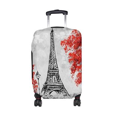 Imagem de U LIFE Capa protetora de mala de viagem Vintage Paris Torre Eiffel Pintura a óleo, Mult...