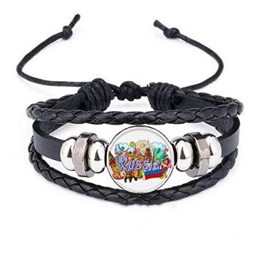 Imagem de DIYthinker Pulseira de corda trançada de couro trançado da Catedral de São Basílio Lenin, Mausoléu Rússia