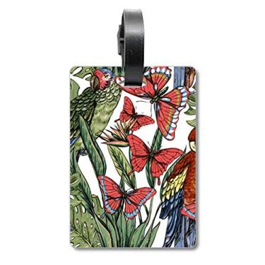 Imagem de Flor planta, folha, pássaro branco, borboleta, bolsa, etiqueta, etiqueta para bagagem, etiqueta para guardar cartão