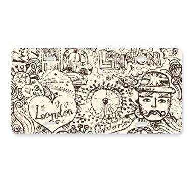 Imagem de DIYthinker British Bus London Eyes Big Ben UK placa de licença decoração de aço inoxidável automóvel etiqueta