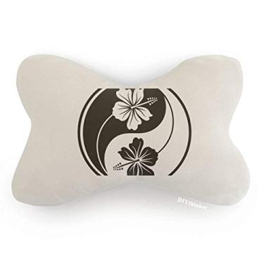 Imagem de DIYthinker Almofada para apoio de cabeça com design de flor Yin-yang para carro, decoração de pescoço