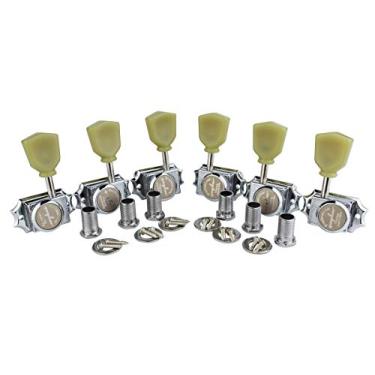 Imagem de Guyker 6 Pinos de Afinação de Cordas de Trava de Guitarra (3R + 3L) – 1:15 Sintonizadores Estilo Vintage Deluxe Conjunto de Chaves com Botão de Substituição para Guitarra Elétrica ou Violão Les Paul - Cromado
