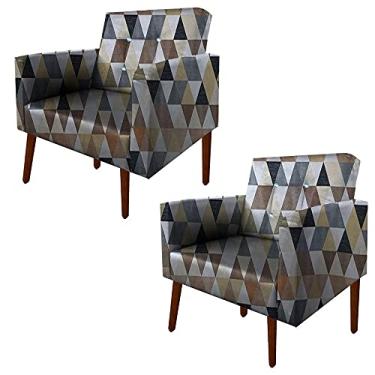 Imagem de Kit Poltrona Nina Story C/Botoes Strass Triangulo Bege