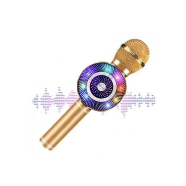 Imagem de Microfone Bluetooth Sem Fio Karaoke C/Led Fm Mt-1035 Dourado - Tomate