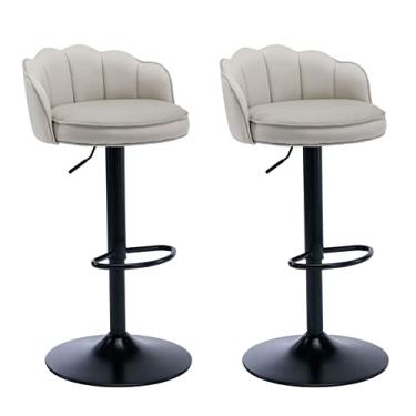 Imagem de Kit 2 Banquetas Alta Bancada Bar Balcão Banquetas Bar Giratória Estofada em Couro Cozinha Bar Balcão Area Gourmet Bistrô (Caqui)