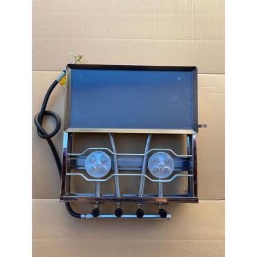 Imagem de Fogão Inox 4 Bocas Chapa Presente Alta Pressão Portatil Gás