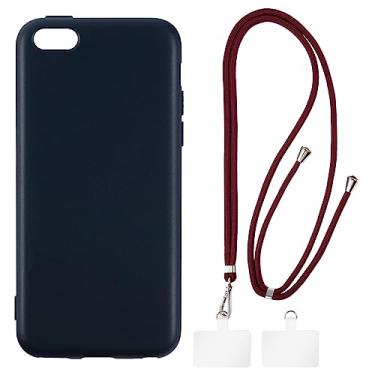 Imagem de Shantime Capa para iPhone 5C + cordões universais para celular, pescoço/alça macia de silicone TPU capa protetora para iPhone 5C (4 polegadas)