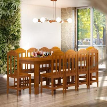 Imagem de Mesa De Jantar Com 10 Cadeiras Madeira Maciça 220 X 88 Mel Safira Nema