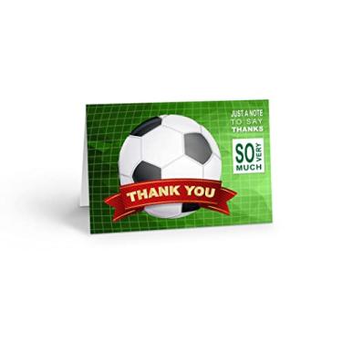 Imagem de Cartão de nota de agradecimento de futebol - 10 cartas e envelopes de futebol em caixa (futebol)