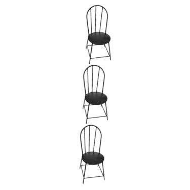 Imagem de Totority 3 Pecas Modelagem De Cadeira Cadeiras De Metal Preto Cadeira Para Penteadeira Cadeira Para Escrivaninha Cadeiras Para Vaidade Banco De Jantar Preto Ferro Doméstico Encosto
